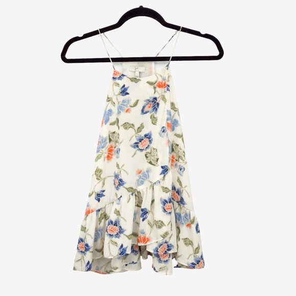 JOIE Derwen Silk Floral Print Ruffle Hem White Colorful Summer Boho Top sz S - Picture 5 of 11